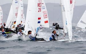 470 action - 2014 ISAF Sailing World Cup Mallorca, day 3 photo copyright Ocean Images taken at  and featuring the  class