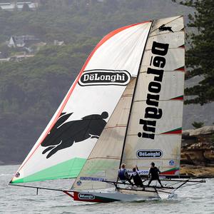 De'Longhi-Rabbitohs led for half the race - JJ Giltinan Championship 2014 photo copyright Australian 18 Footers League http://www.18footers.com.au taken at  and featuring the  class