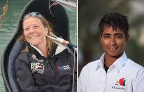 The two brave young women, getting the assistance of Oman Sail photo copyright  SW taken at  and featuring the  class