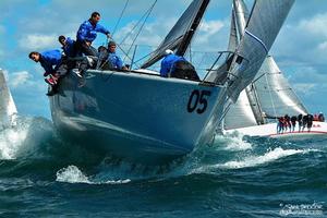 Enfant Terrible, the Italian entry skippered by Alberto Rossi, recovered from a 10th place finish in Race 1 to win Race 2 and 3 at Midwinters, being hosted by Cabrillo  Beach Yacht Club. - Farr 40 Midwinter Championship 2014 photo copyright Farr 40 Class Association taken at  and featuring the  class