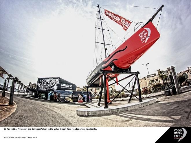 01 April 2014, Pirates of the Caribbean’s hull in the Volvo Ocean Race Headquarters in Alicante - Volvo Ocean Race 2014-15 © Camen Hidalgo/Volvo Ocean Race