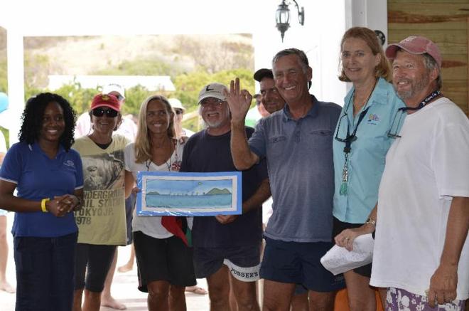 Sweetness crew with Ruth Phillips from Caribbean Insurance Ltd Judy Petz, Regatta Director - BVI Spring Regatta and Sailing Festival 2014 © Debora Parentes