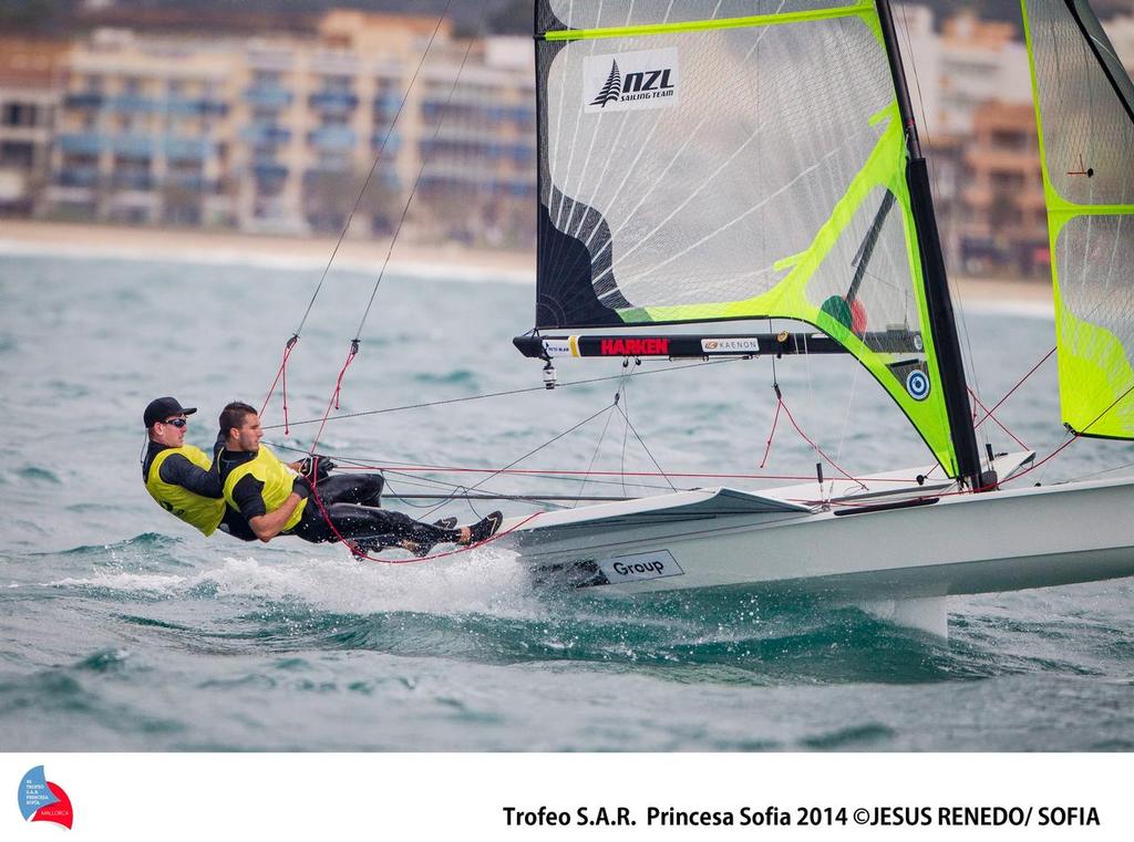 Peter Burling and Blair Tuke (NZL) leading on the penultimate day of the ISAF Sailing World Cup Palma © Jesus Renedo / Sofia Mapfre http://www.sailingstock.com