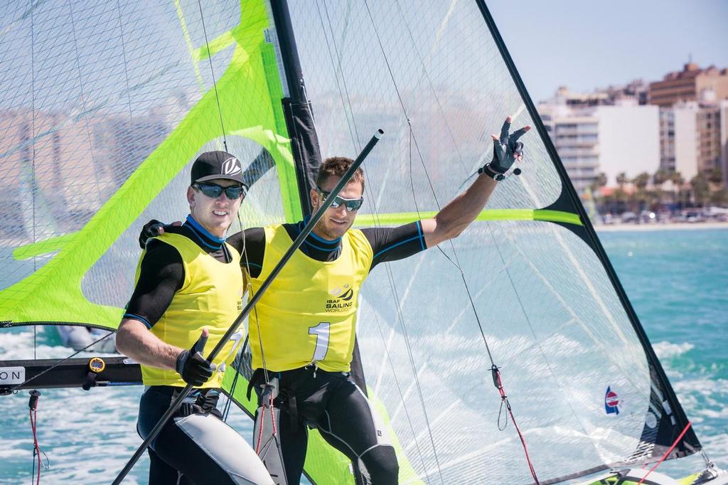 Peter Burling and Blair Tuke (NZL) - 49er class Gold medalists, ISAF Sailing World Cup Mallorca, 2014 photo copyright Jesus Renedo / Sofia Mapfre http://www.sailingstock.com taken at  and featuring the  class