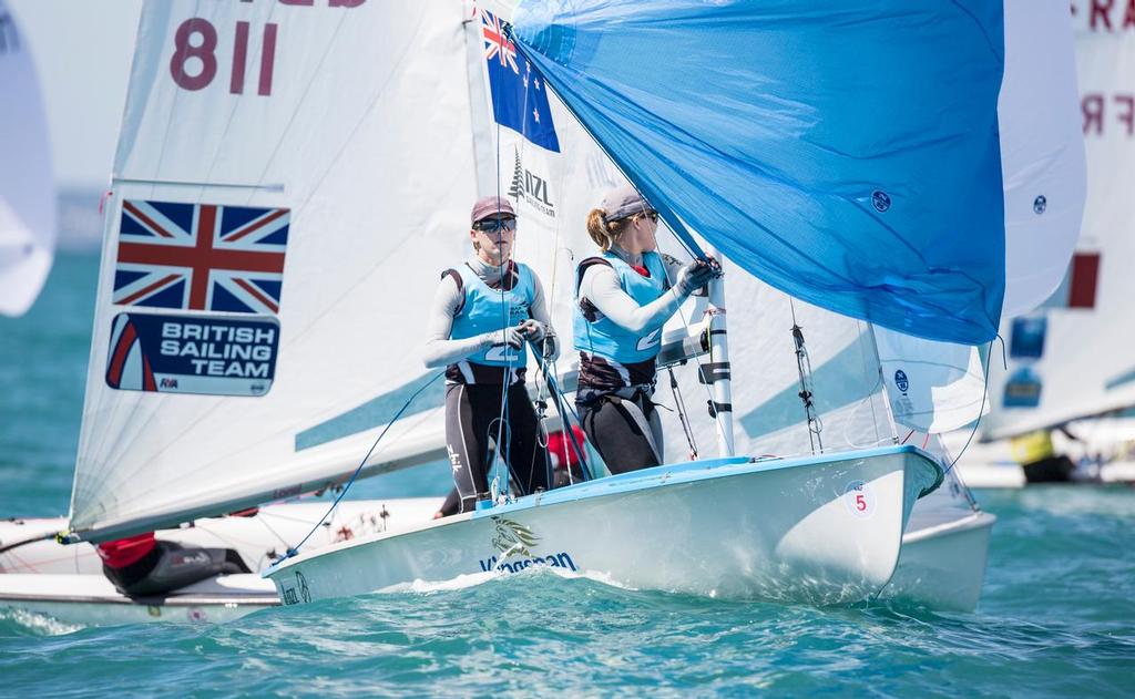 Jo Aleh and Polly Powrie (NZL) - 470W class Gold medalists, ISAF Sailing World Cup Mallorca, 2014 photo copyright  Martinez Studio / Sofia http://www.trofeoprincesasofia.org/ taken at  and featuring the  class