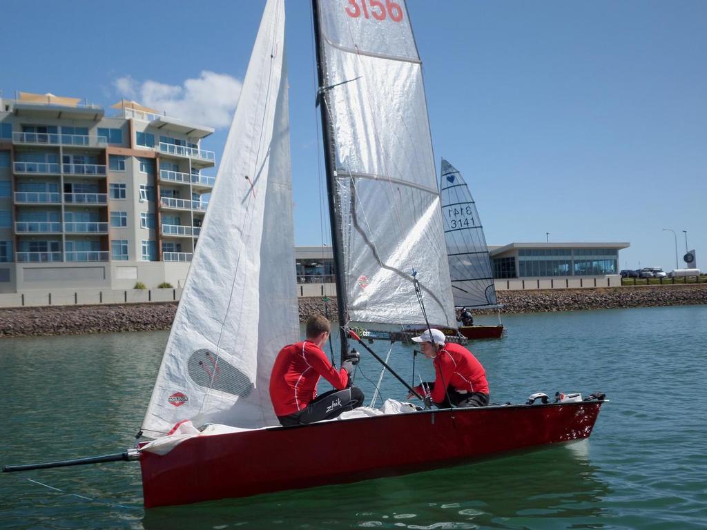 Eventual winners Alex Blacker and Jacob Bainger in Raw - Copper Cove Marina Cherub Sprint Series © SA Cherubs