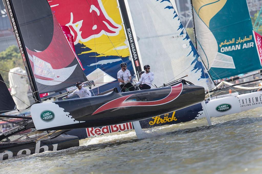 Anna Tunnicliffe sails aboard Alinghi as tactician in the Extreme Sailing Series  © Mark Teo/Red Bull Content Pool