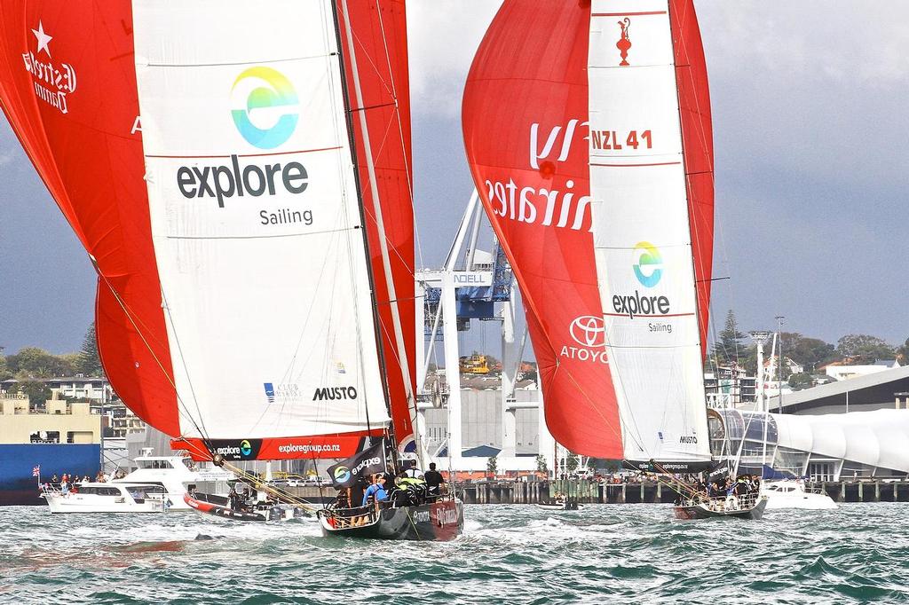 HRH Duke and Duchess of Cambridge Match racing in the America’s Cup monohulls on the Waitemata Harbour - April 11, 2014 © Richard Gladwell www.photosport.co.nz