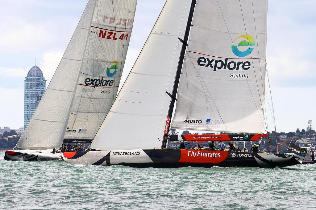 HRH Duke and Duchess of Cambridge Match racing in the America’s Cup monohulls on the Waitemata Harbour - April 11, 2014 © Richard Gladwell www.photosport.co.nz