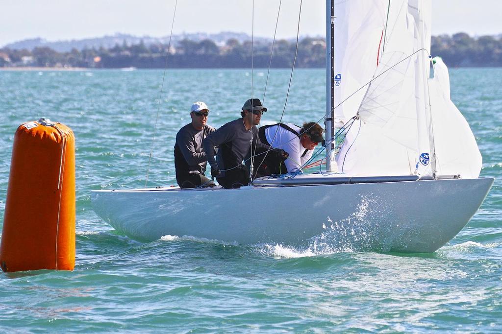 Andrew Wills, Anatole Masfen and Matt Kelway, winners of the 2014 NZ Etchells National Championships © Richard Gladwell www.photosport.co.nz