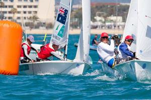 2014 ISAF Sailing World Cup Mallorca - Mat Belcher and Will Ryan (AUS) during the 470 Men's medal race photo copyright Thom Touw http://www.thomtouw.com taken at  and featuring the  class