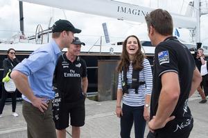Their Royal Highnesses the Duke and Duchess of Cambridge visit Emirates Team New Zealand to match race each other on version 5 America’s Cup Yachts NZL41 and NZL68. 11/4/2013 photo copyright Chris Cameron/ETNZ http://www.chriscameron.co.nz taken at  and featuring the  class