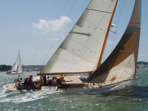 Sceptre racing in the RTI with Sir Robin Knox-Johnston on the helm in 2008, Sceptre's 50th birthday. - J.P. Morgan Asset Management Round the Island Race 2014 photo copyright Sceptre Preservation Society taken at  and featuring the  class
