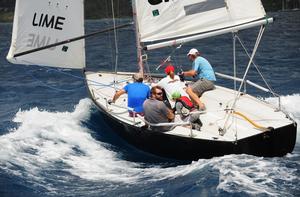 Totola's Colin Rathbun at the helm of IC 24 winner Tortola Express - BVI Spring Regatta and Sailing Festival 2014 photo copyright Todd VanSickle / BVI Spring Regatta http://www.bvispringregatta.org taken at  and featuring the  class
