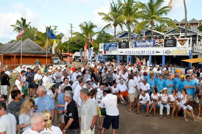 A great atmosphere after racing on the lawn of Antigua Yacht Club © Ted Martin