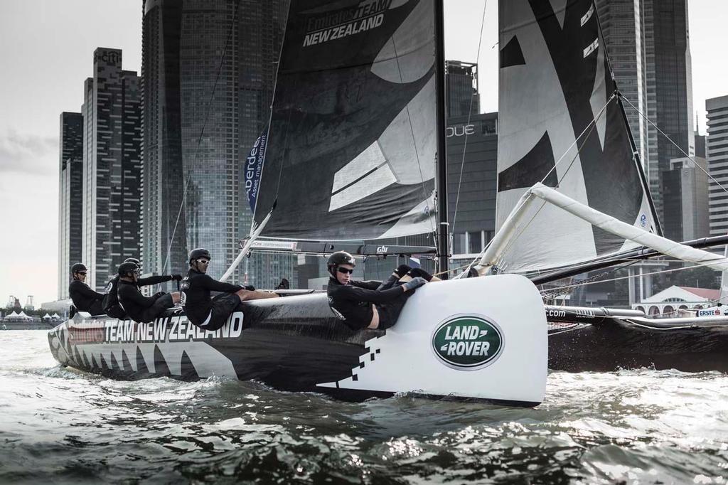 Emirates Team New Zealand will welcome Olympic silver medal winning duo Peter Burling and Blair Tuke for the Chinese leg of the eight-stop Stadium Racing tour. &copy; Lloyd Images