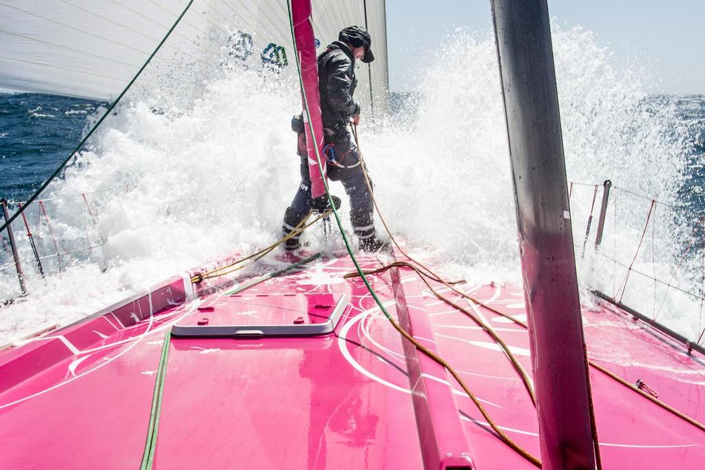 25 Apr 2014. Onboard Team SCA during their first sail across the Atlantic Ocean. Route: Lanzarote - Newport. Distance: 3,750nm. Images from Corinna Halloran (USA) - Onboard Reporter (on trial) photo copyright Corinna Halloran - Volvo Ocean Race http://www.volvooceanrace.com taken at  and featuring the  class