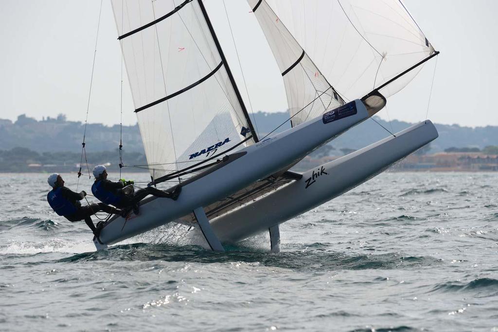 Nacra 17 ©  Franck Socha / ISAF Sailing World Cup Hyeres http://swc.ffvoile.fr/