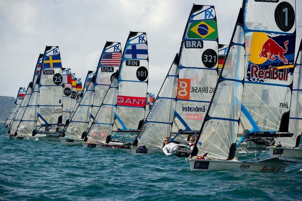 49erFX - 2014 ISAF Sailing World Cup Hyeres, Day 1 photo copyright  Franck Socha / ISAF Sailing World Cup Hyeres http://swc.ffvoile.fr/ taken at  and featuring the  class