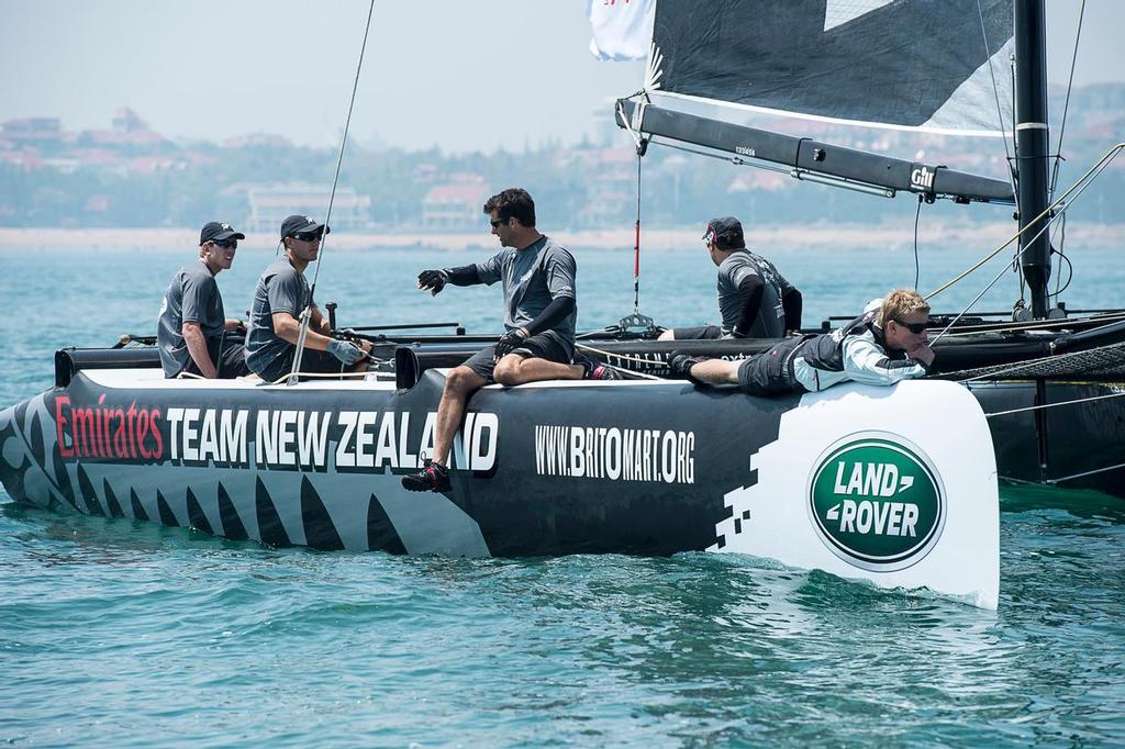 Emirates Team New Zealand. Practice day of the Land Rover Extreme Saling Series regatta in Qingdao China. 30/4/2014 © Chris Cameron/ETNZ http://www.chriscameron.co.nz