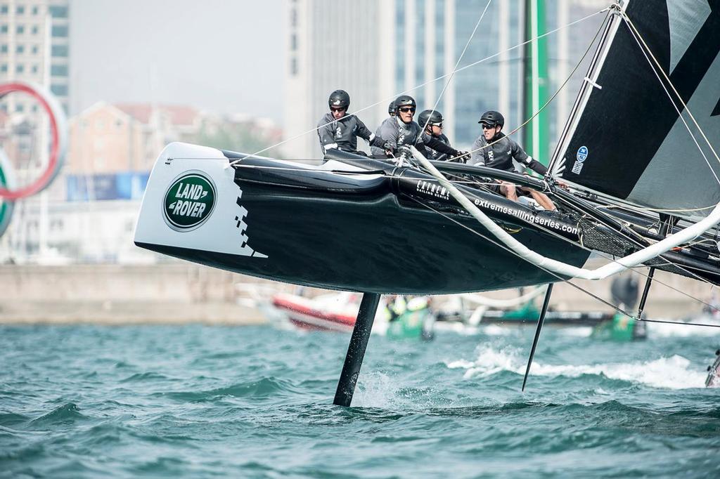 Emirates Team New Zealand, Race day two of the Land Rover Extreme Sailing Series regatta in Qingdao, China. 2/5/2014 photo copyright Chris Cameron/ETNZ http://www.chriscameron.co.nz taken at  and featuring the  class