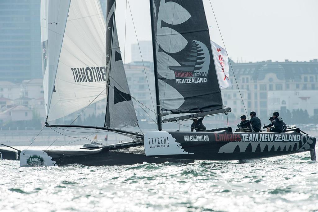 Emirates Team New Zealand, Race day two of the Land Rover Extreme Sailing Series regatta in Qingdao, China. 2/5/2014 © Chris Cameron/ETNZ http://www.chriscameron.co.nz