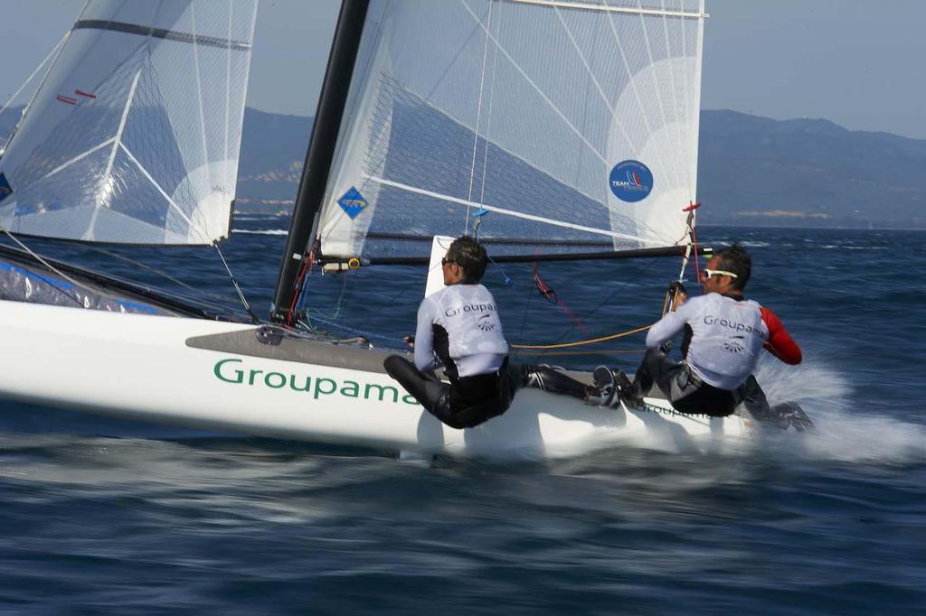 Franck Cammas and Sophie de Turckheim, Nacra 17 - 2014 ISAF Sailing World Cup Hyeres, Day 4 photo copyright Yvan Zedda http://www.zedda.com. taken at  and featuring the  class