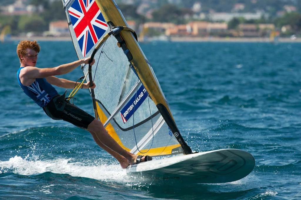 GBR, Men's RSX - 2014 ISAF Sailing World Cup Hyeres, Day 4 photo copyright  Franck Socha / ISAF Sailing World Cup Hyeres http://swc.ffvoile.fr/ taken at  and featuring the  class