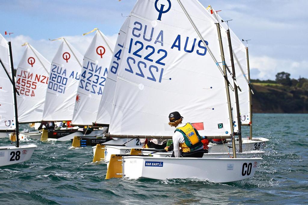 race start - Day 5, 2014 Toyota Optimist Championships, Manly SC © Richard Gladwell www.photosport.co.nz