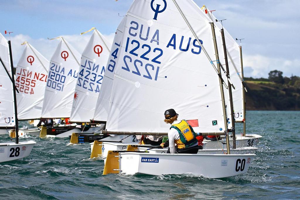 Race start - Day 5, 2014 Toyota Optimist Championships, Manly SC photo copyright Richard Gladwell www.photosport.co.nz taken at  and featuring the  class