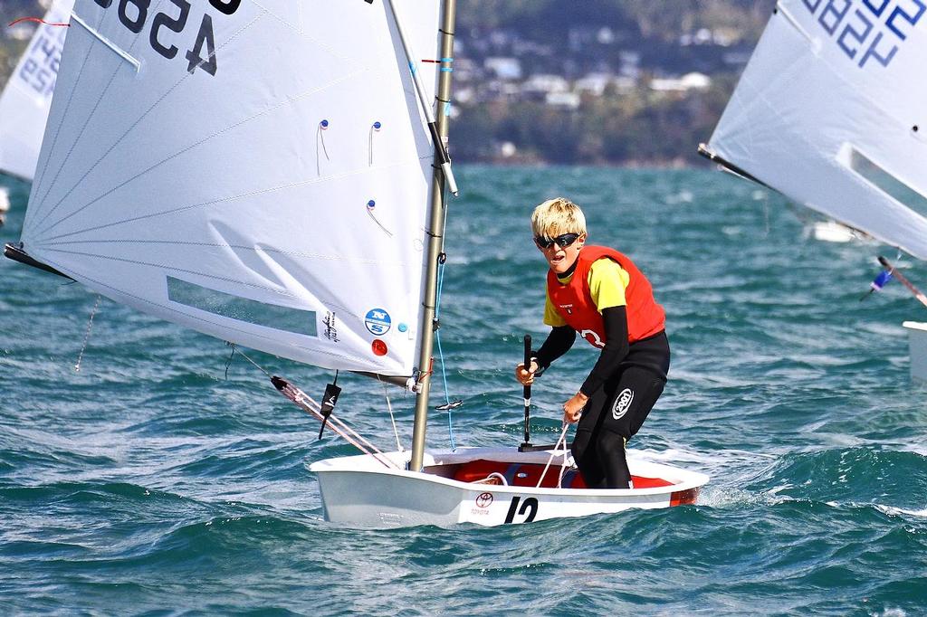 Sam Bacon - Day 5, 2014 Toyota Optimist Championships, Manly SC photo copyright Richard Gladwell www.photosport.co.nz taken at  and featuring the  class