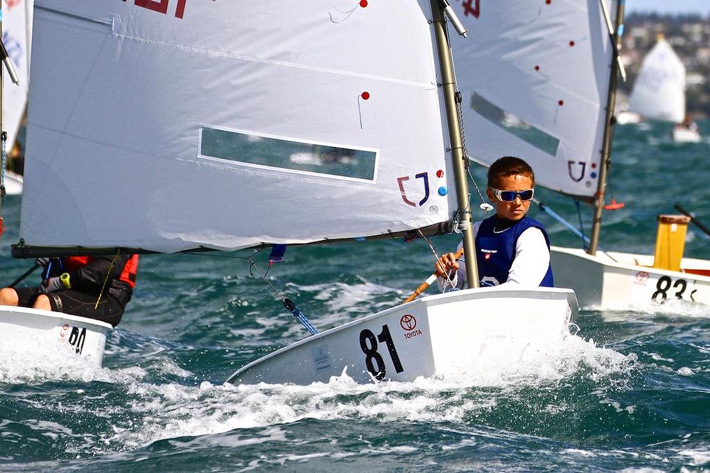 Lewis Anderson - Day 5, 2014 Toyota Optimist Championships, Manly SC - photo © Richard Gladwell www.photosport.co.nz