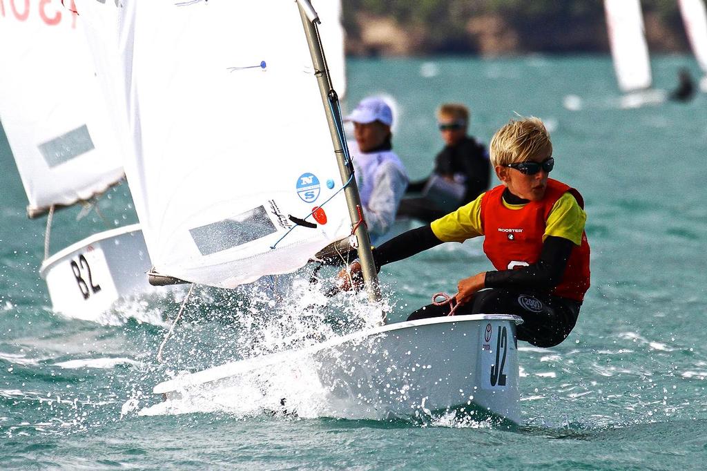 Sam Bacon - Day 5, 2014 Toyota Optimist Championships, Manly SC photo copyright Richard Gladwell www.photosport.co.nz taken at  and featuring the  class