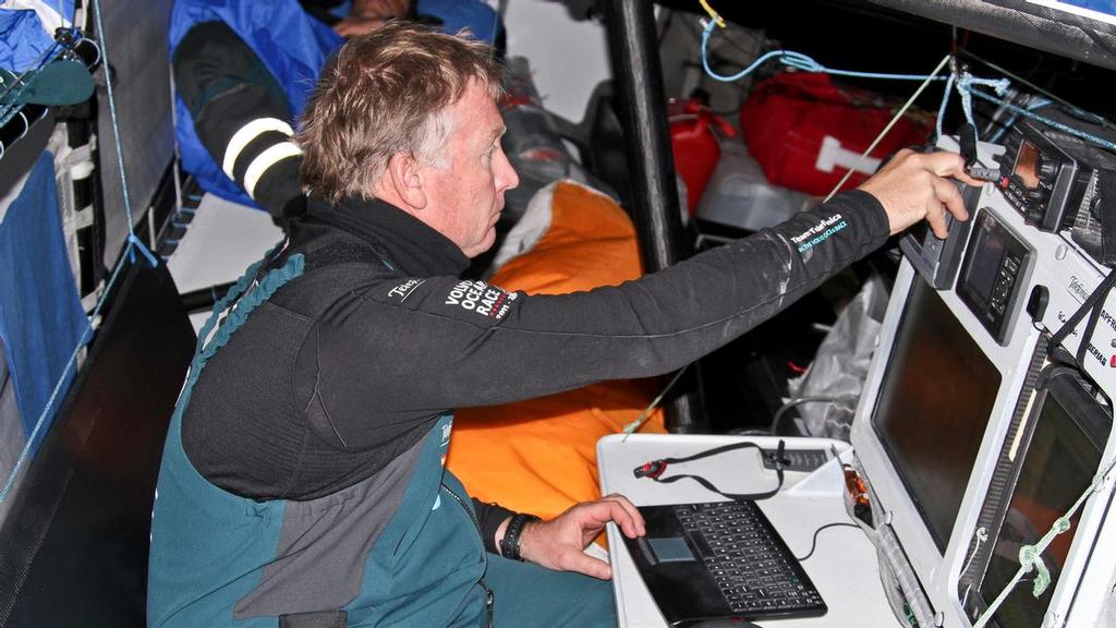 Navigator Andrew Cape from Australia onboard Team Telefonica during leg 1 of the Volvo Ocean Race 2011-12, from Alicante, Spain to Cape Town, South Africa.  © Volvo Ocean Race http://www.volvooceanrace.com