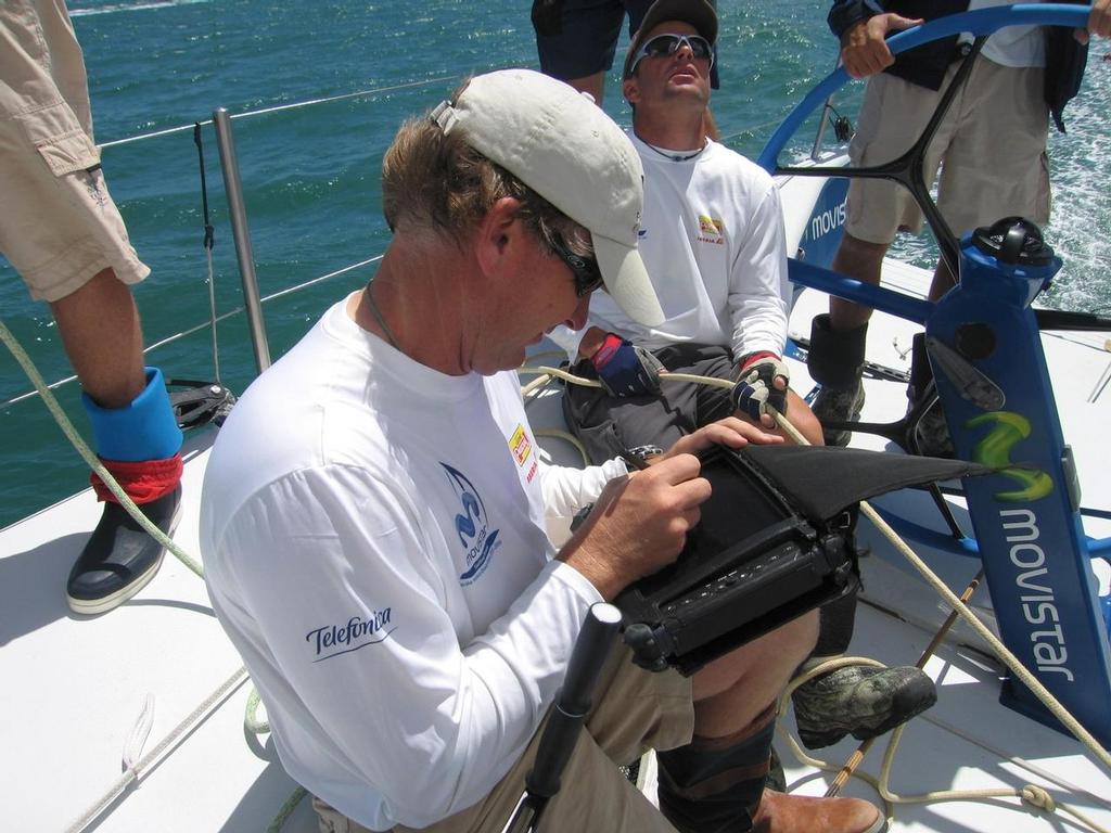 Andrew Cape navigates aboard Volvo Open 70 movistar after the start of Leg 3 from Melbourne © Volvo Ocean Race http://www.volvooceanrace.com