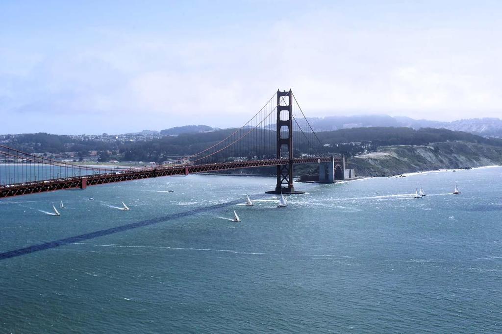 The fleet at the start of race 11 from San Francisco in the 2013-14 Clipper Round the World Yacht Race. photo copyright Chuck Lantz http://www.ChuckLantz.com taken at  and featuring the  class