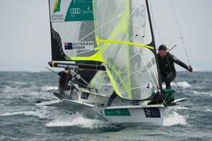 Nathan Outteridge and Iain Jensen - 2014 ISAF Sailing World Cup Hyeres photo copyright Australian Sailing Team taken at  and featuring the  class