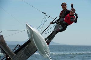 Bissaro and Sicouri in action, Nacra 17 - 2014 ISAF Sailing World Cup Hyeres photo copyright Franck Socha taken at  and featuring the  class