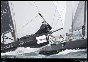 Charisma and Team Aqua blasting downwind - RC44 Cascais Cup photo copyright MartinezStudio.es taken at  and featuring the  class