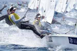 USA,470 Women - 2014 ISAF Sailing World Cup Hyeres photo copyright Thom Touw http://www.thomtouw.com taken at  and featuring the  class