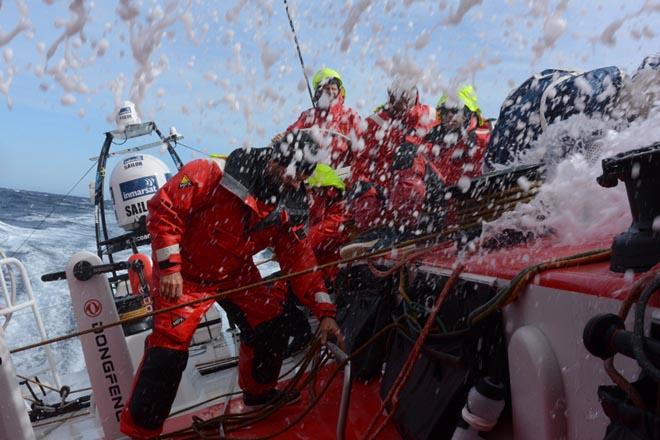 A tough storm hit the team this weekend and these are the photos from onboard © Dongfeng Race Team