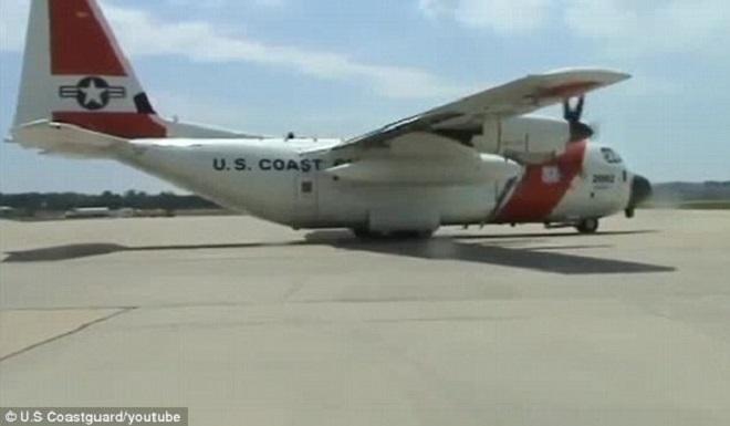 Air support: A U.S HC-130 Hercules sets off as the search for the Cheeki Rafiki resumes. © U.S Coast Guard/Youtube