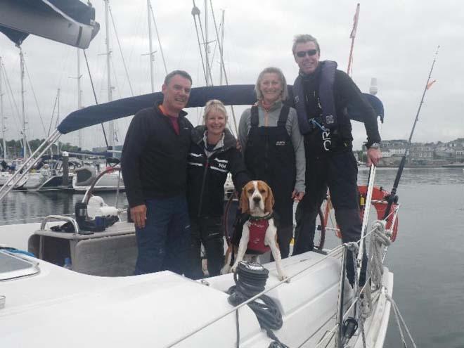 ARC Portugal 2014 - Hapatoni crew: Mark, Debera, Hudson the Beagle, Debby and Phillip &copy; World Cruising Club http://www.worldcruising.com
