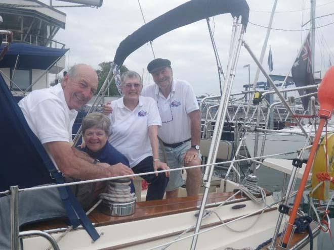 ARC Portugal 2014 - Mike, Sue, Geraldine and Nigel on Macnoon &copy; World Cruising Club http://www.worldcruising.com