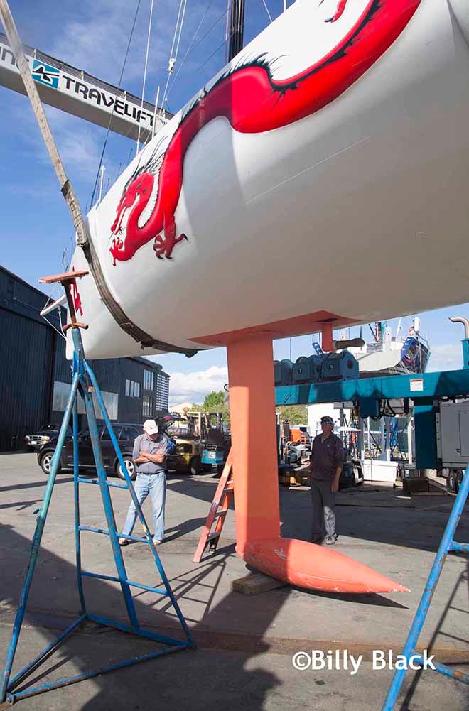 Damage to Dragon's keel box after hitting rock today  - Atlantic Cup pres. by 11th Hour Racing © Billy Black http://www.BillyBlack.com