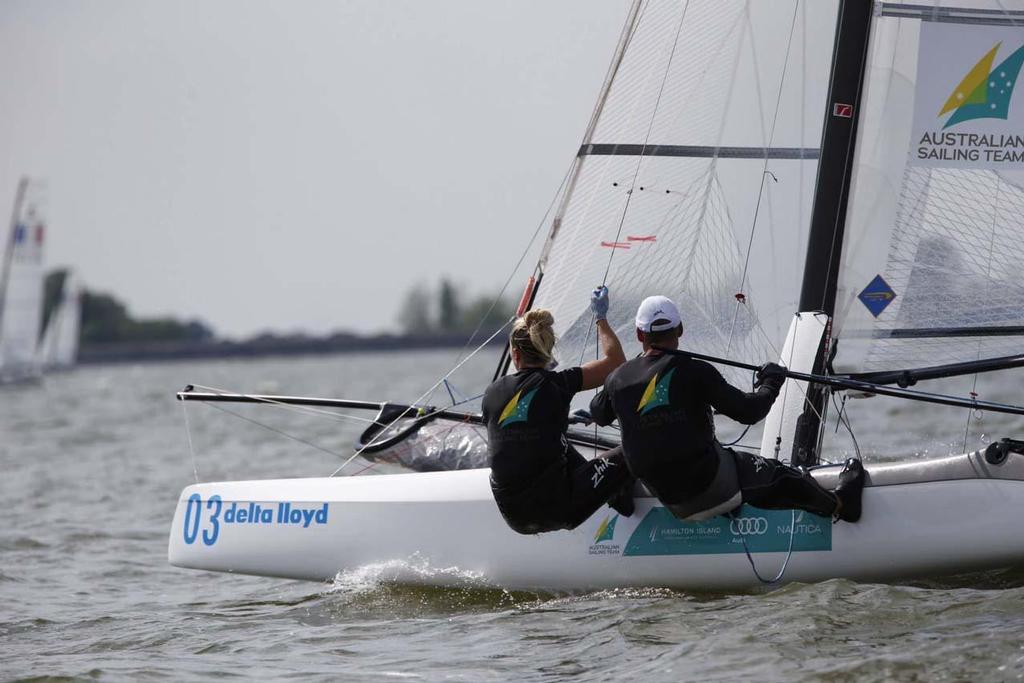 AUS, Nacra 17 - 2014 Delta Lloyd Regatta, day 5 photo copyright Sander van der Borch http://www.sandervanderborch.com taken at  and featuring the  class