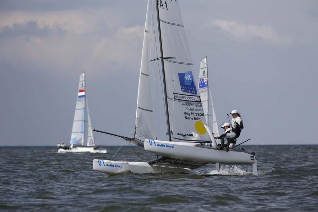 Besson and Riou, Nacra 17 - 2014 Delta Lloyd Regatta, day 5 photo copyright Sander van der Borch http://www.sandervanderborch.com taken at  and featuring the  class