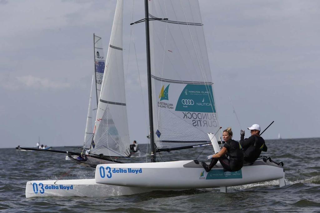 Bundock and Curtis, Nacra 17 - 2014 Delta Lloyd Regatta, day 5 photo copyright Sander van der Borch http://www.sandervanderborch.com taken at  and featuring the  class
