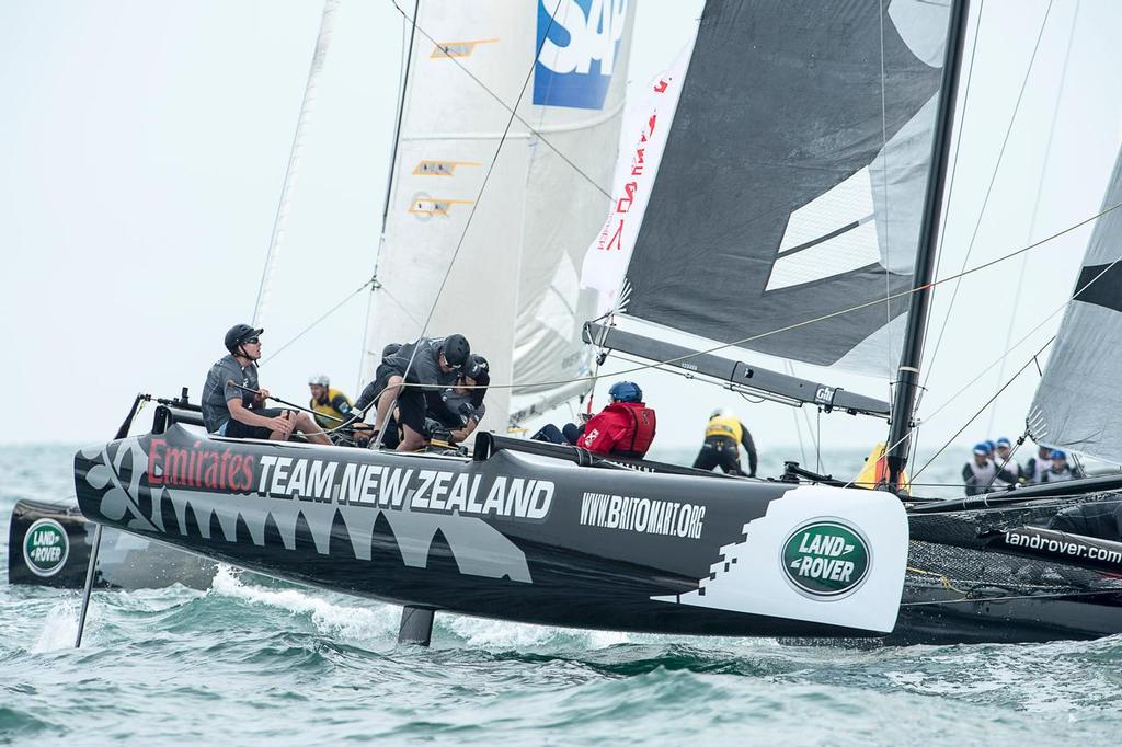 Emirates Team New Zealand on day three of the Land Rover Extreme Sailing Series regatta in Qingdao, China. 3/5/2014 photo copyright Chris Cameron/ETNZ http://www.chriscameron.co.nz taken at  and featuring the  class