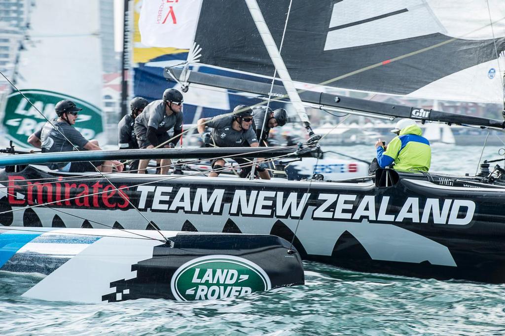 Emirates Team New Zealand on day three of the Land Rover Extreme Sailing Series regatta in Qingdao, China. 3/5/2014 photo copyright Chris Cameron/ETNZ http://www.chriscameron.co.nz taken at  and featuring the  class